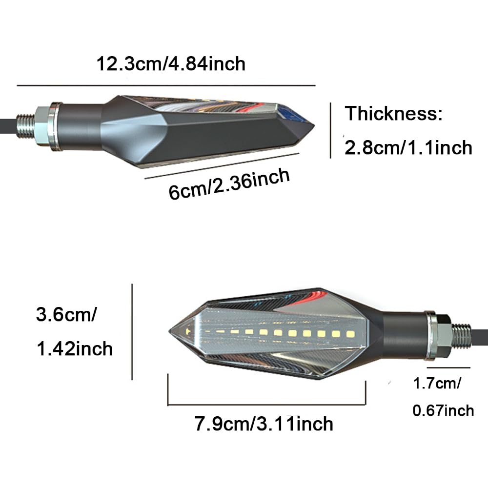 CYDZSW 2Pack Motorcycle Turn Signals LED,Universal Motorcycle Blinkers Tail Lights Kit,Bright Rear Turn Signal for Dirt Bike Sco